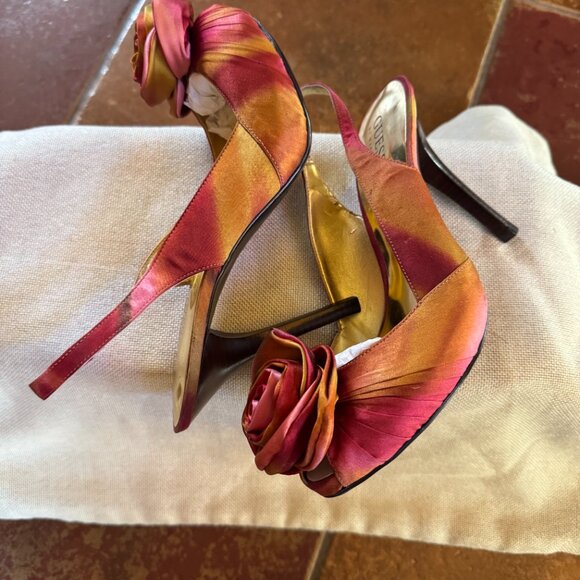 Vintage GUESS by Marciano Satin Rose Slingback Heels | Size 7M | NWOT - Picture 1 of 10